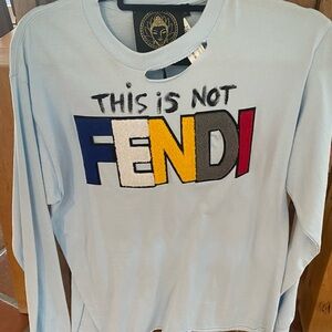 Fendi womens Blue Graphic Long Sleeve Shirt size S